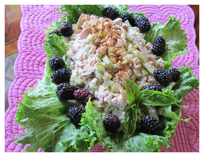 blackberries on chicken salad