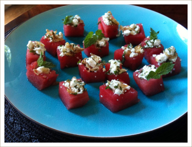 Watermelon Poppers with Feta Cheese