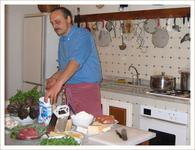 Jacopo in his kitchen