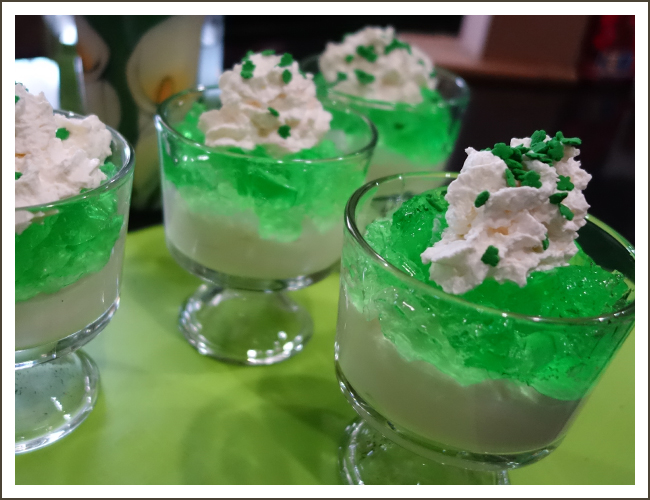 Layered St. Patrick's dessert parfaits