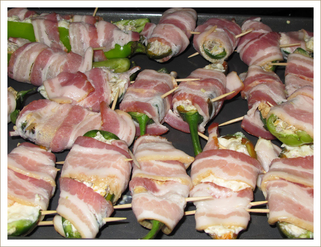  Jalapeños wrapped in bacon