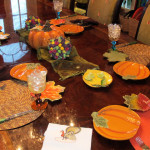 Colorful Fall tablescape in orange and brown