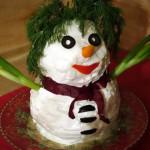 Snowman-shaped cheeseball