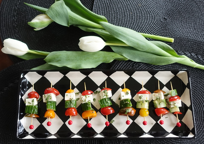 Greek Feta Tomato Cucumber Skewers